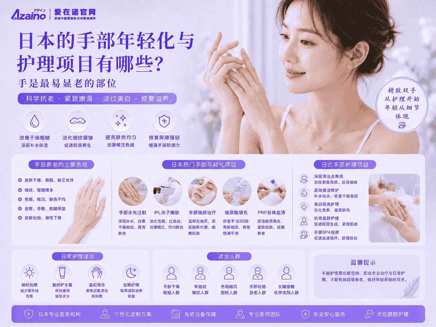日本的手部年轻化与护理项目有哪些？手是最易显老的部位