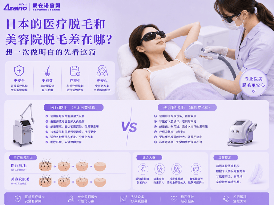 日本的医疗脱毛和美容院脱毛差在哪？想一次做明白的先看这篇