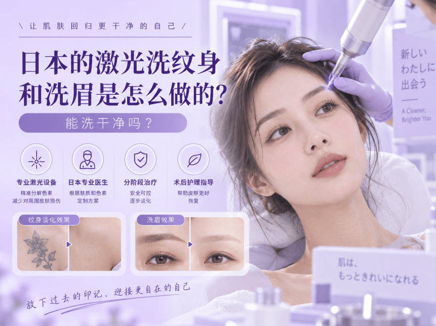 日本的激光洗纹身和洗眉是怎么做的？能洗干净吗