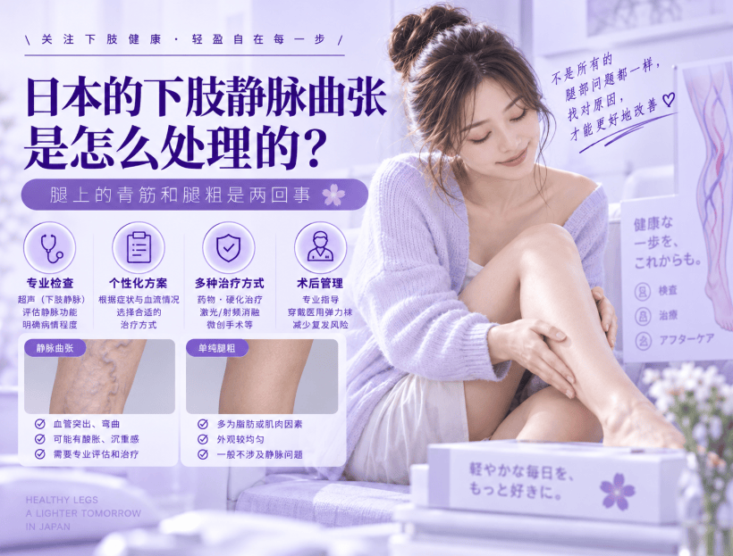 日本的下肢静脉曲张是怎么处理的？腿上的青筋和腿粗是两回事
